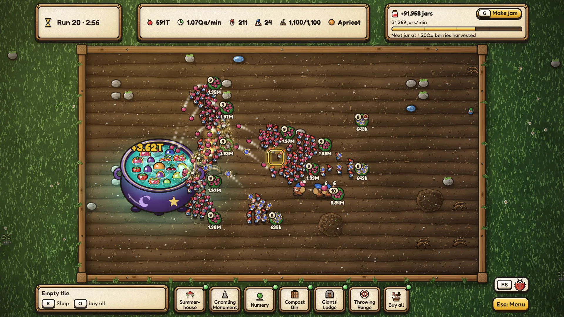 The Magic Cauldron in the allotment garden, surrounded by hundreds of Gnomlings
